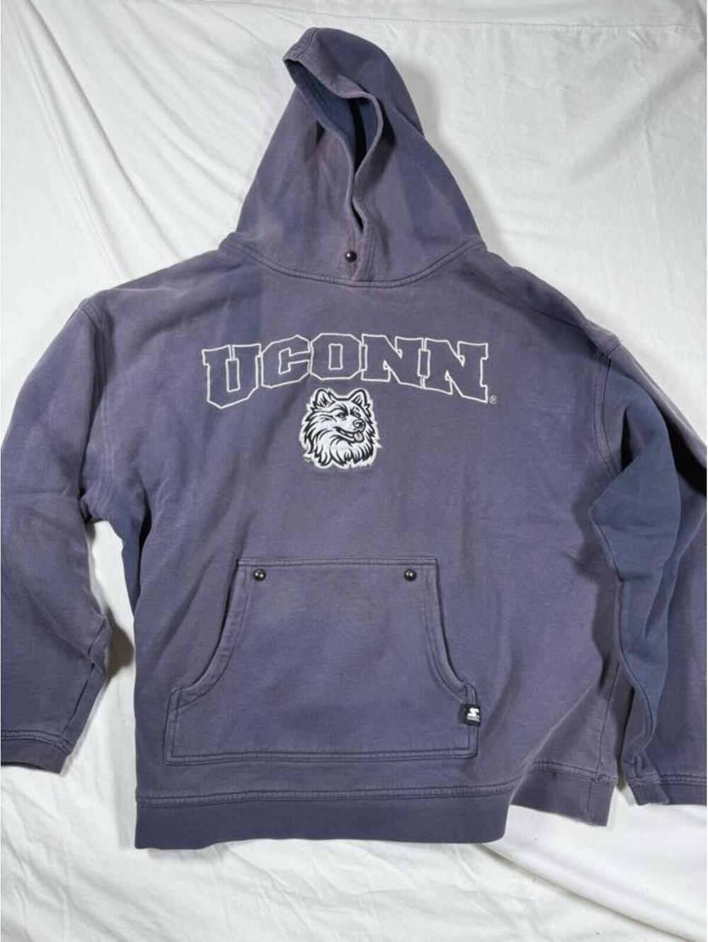 Vintage UConn Huskies Starter Hoodie Sweatshirt - Great Fade